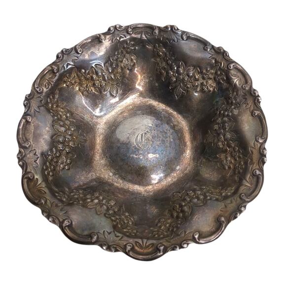 Mappin & Webb Prince's Plate Small Round Grapes Trinket Dish London Sheffield - Picture 2 of 11